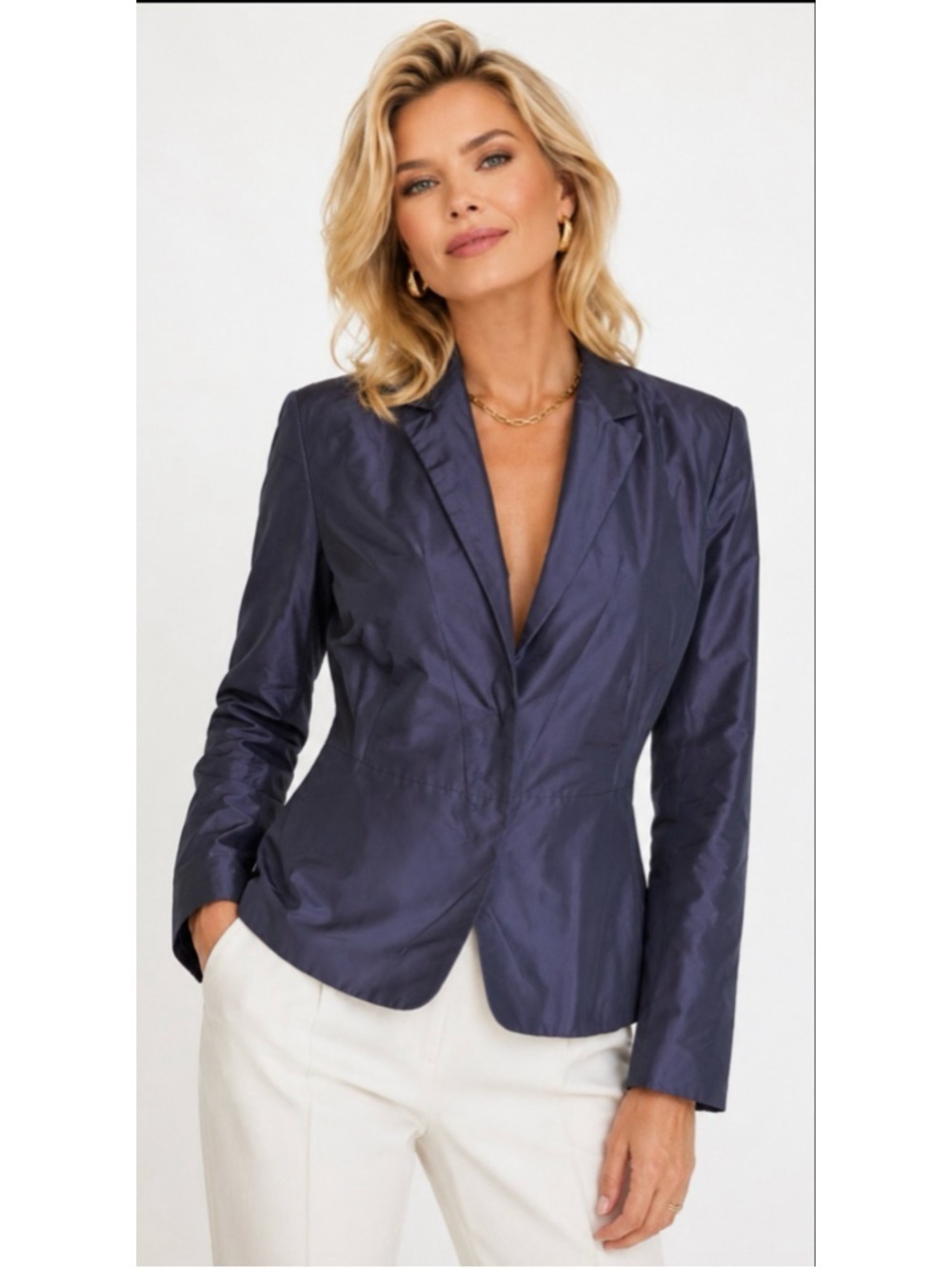 RENE LEZARD Iridescent Purple/Navy Blazer Standard Size 6